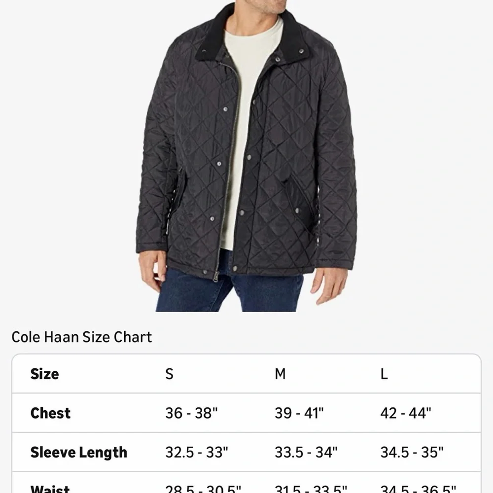 Cole Haan Men's Quilted Nylon Barn Jacket Black NWT Medium